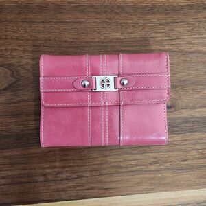 Giani Bernini Womens Pink Leather Trifold Wallet Silver Hardware